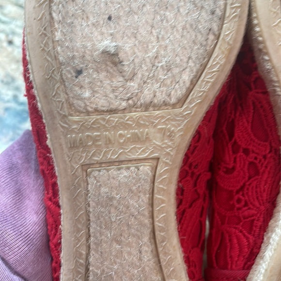 Women’s Talbots Ruby Red Lace Ballet Flats Espadrilles Size 7.5 - Picture 7 of 7